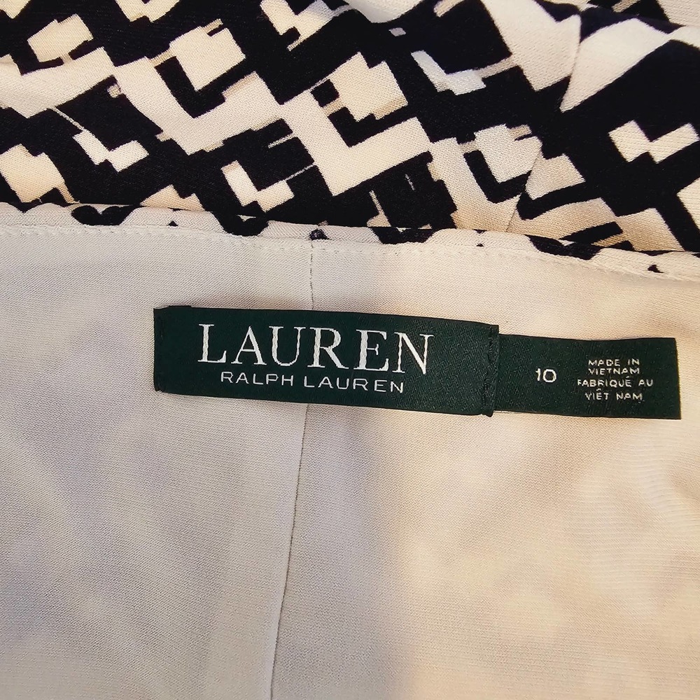 Ralph Lauren Navy and White Geometric Midi Dress - Picture 7 of 8